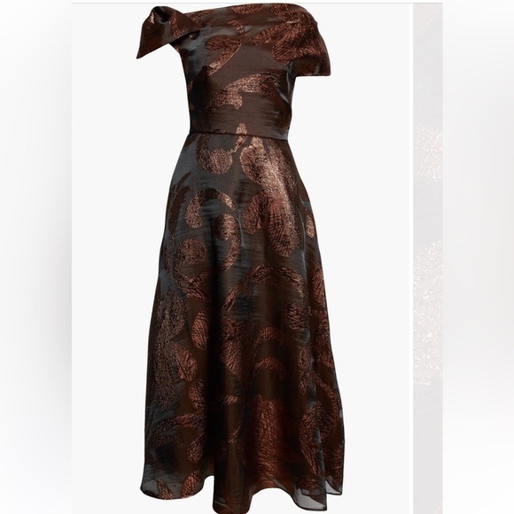 NWT LELA ROSE Evelyn Asymmetric Neck Metallic Jacquard size 8 - this season - Picture 6 of 7